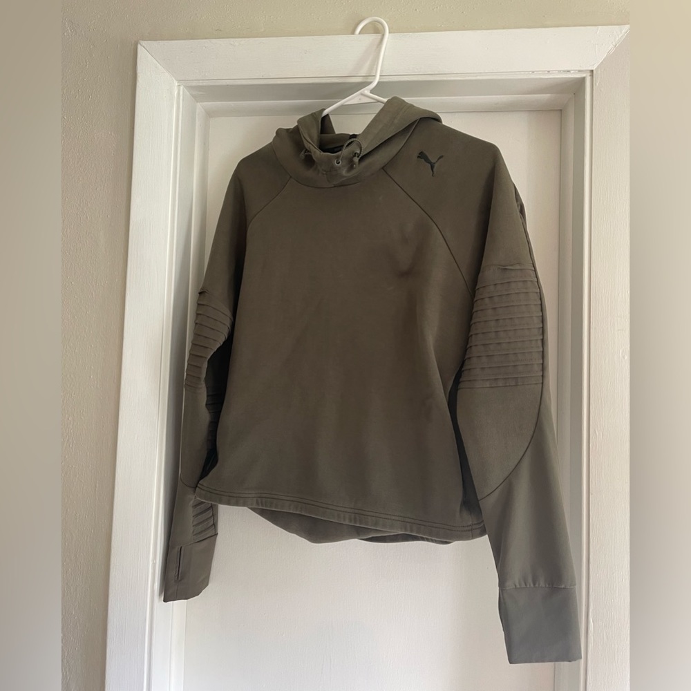 Puma army green hooded sweatshirt